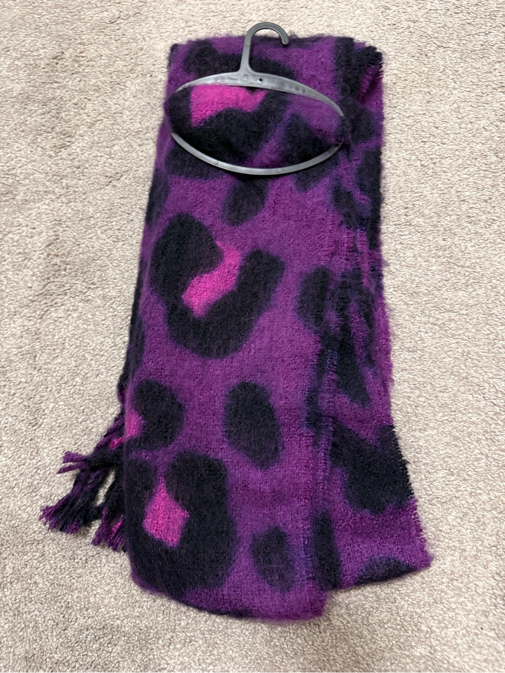 Purple and Black Leopard Print Women's Scarf